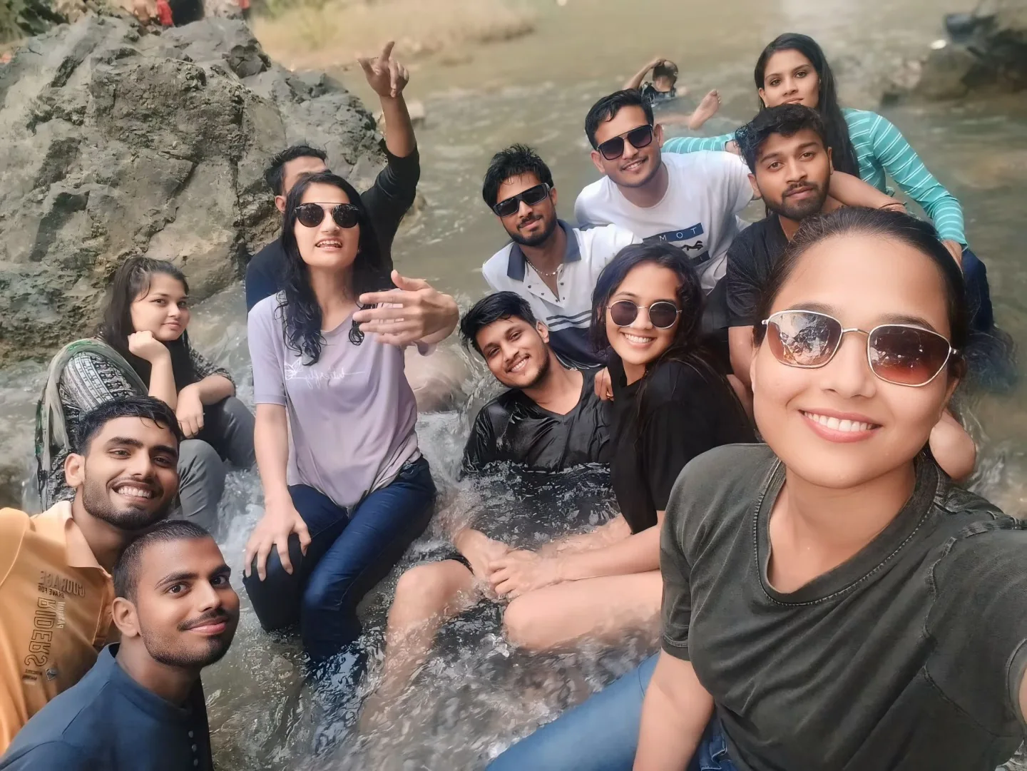 Friends enjoying a refreshing day by the water