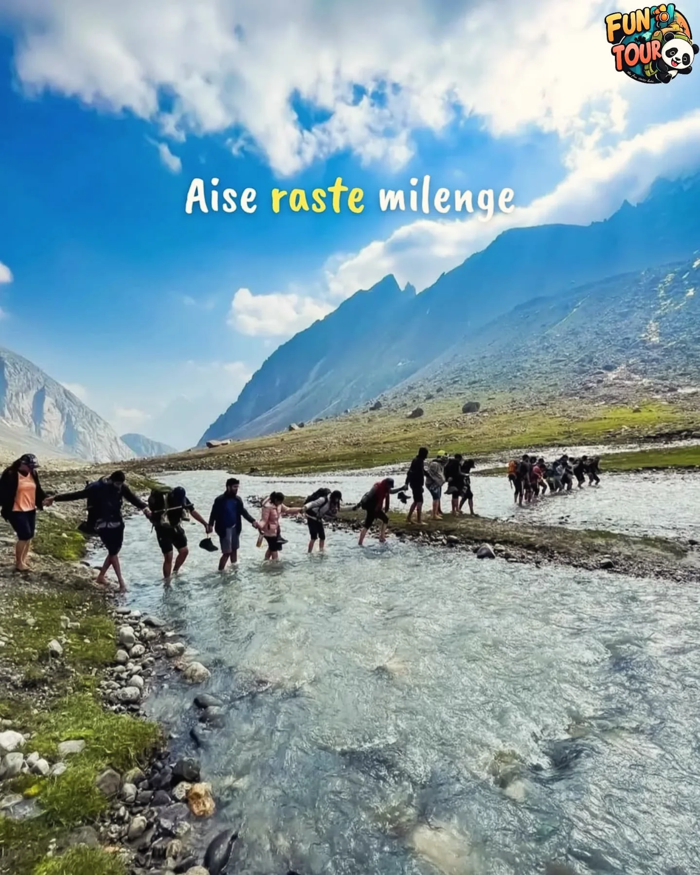 A river crossing a wide mountain valley