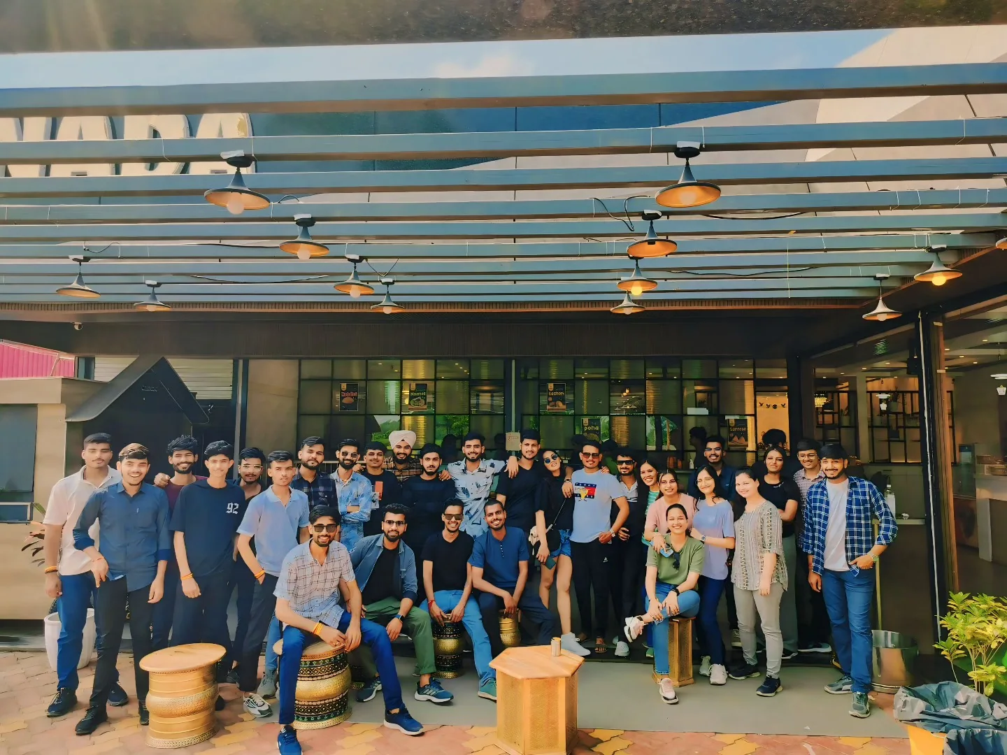 A work team enjoying time together outdoors